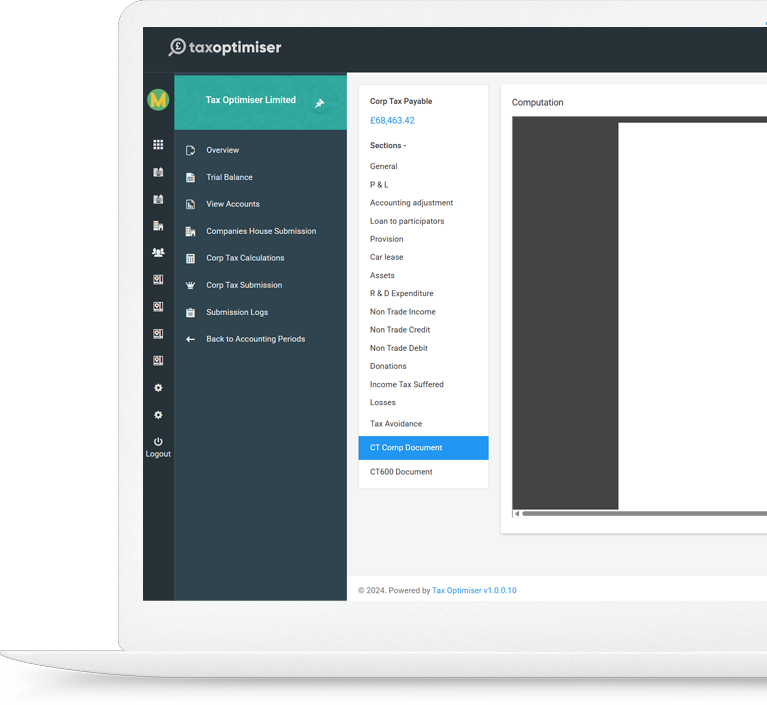 Corporation Tax Screen